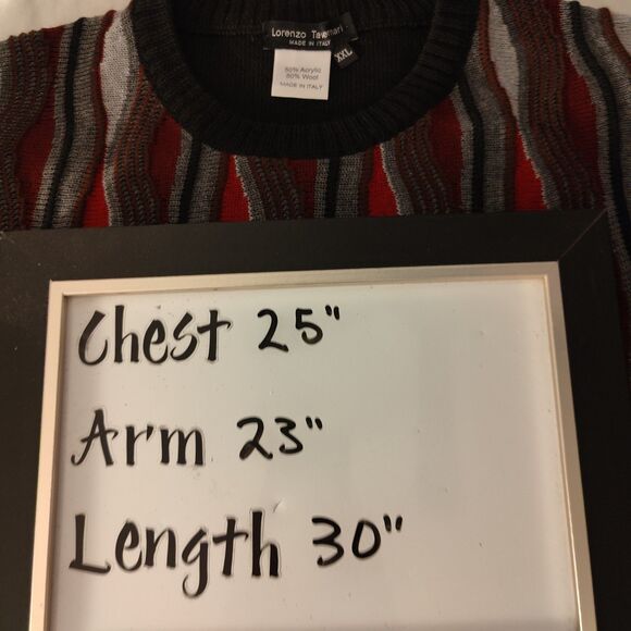 Lorenzo Tavernari Coogi Style Wool Acrylic Sweater XXL 3D Knit Cosby Red Black - Picture 6 of 6
